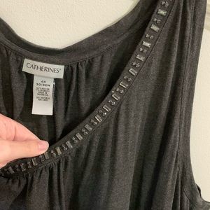 Catherines 30/32 Gray Tank with Jeweled Neckline